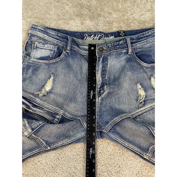 8IGHTH DSTRKT Blue Gray Men's Biker Denim Cargo Jeans Size 42x27 Hemmed B381 - Picture 13 of 16